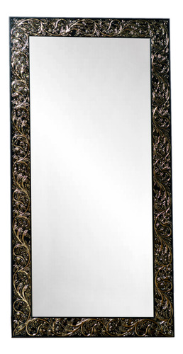 Espelho De Luxo Preta Com Dourada Moldura Trabalhada 50x100