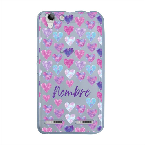 Funda Lenovo K5 K6 Uso Rudo Corazones Personalizada Nombre