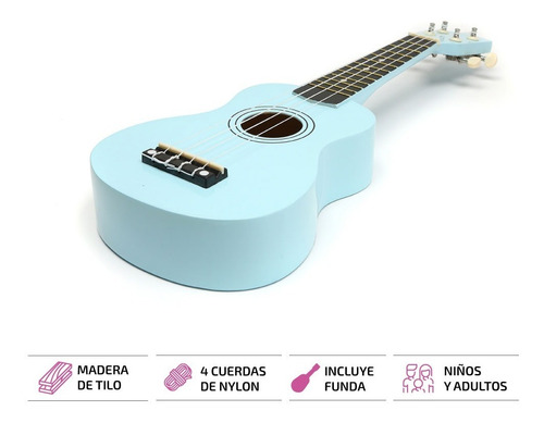 Ukelele De Madera Soprano Con Funda Manual Y Lecciones