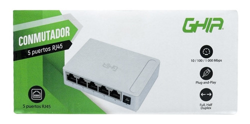 Switch Ghia Gigabit Ethernet 5 Puertos 10/100/1000mbps Wh /v