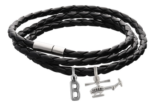 Pulsera Helicóptero Brazalete Dije Militar Letra Inicial 