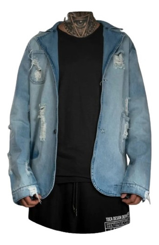 Campera Jeans Oversize Suelta Hombre Toca De Tenorio