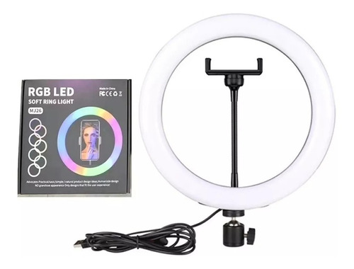 Ring Light Anel Led Luz Iluminador Rgb Colorido 10 Polegadas