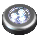 Luminária Toque 3 Leds Luz De Emergência Cabeceira De Cama Cor Prata Pilhas