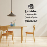 Vinilo Decorativo Pared Frases Cocina Postre 60x40cm