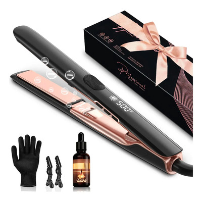 Plancha De Cabello Profesional 500f Alta Temperatura Iones Negativo, BUYIO Planchas Para Cabello y Rizador 2 En 1, Plancha Iónica De Cerámica De Titanio, Doble Voltaje, Menos Frizz y Más Brillante | Meses sin interés