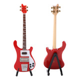 Réplica De Guitarra En Miniatura Red Bass, Soporte Y Estuche