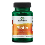 Swanson Biotina 5000 Mcg Cabello Piel Y Uñas 30 Caps Sabor Sin Sabor