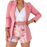 Conjunto De Blazer E Bermuda Com Estampa Floral M