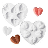 4pcs Diamond Heart Love Shape Molds 3d Cake Chocolate Silico