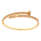 Bracelete Feminino Prego 2 Filas Zircônia Banhado  Ouro 18k