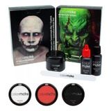 Kit Completo P/ Maquiagem Zumbi Halloween + 3 Pancake Top