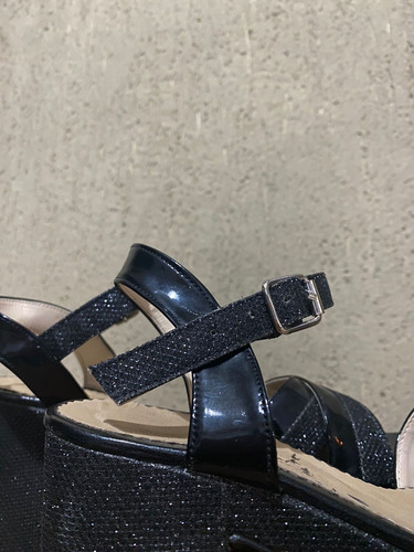 Zapato Sandalia De Fiesta Negro Con Brillo 39/40 Fiestas