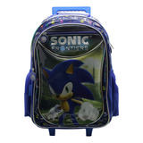 Mochila Escolar Cresko Sonic 18 Pulgadas Carrito Rueditas Color So327