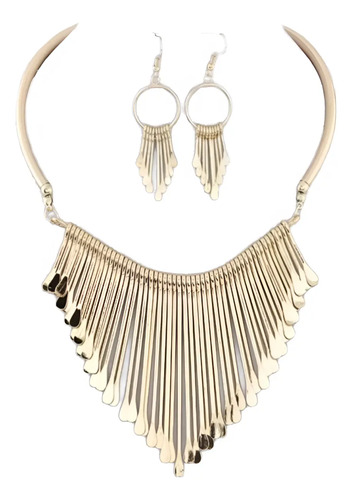Collar Y Aretes, Bisuteria, Dorado.