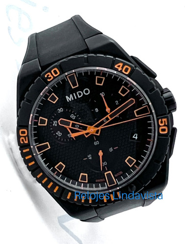 Reloj Mido Oceanstar Jumbo Negro Pavonado Negro Caucho