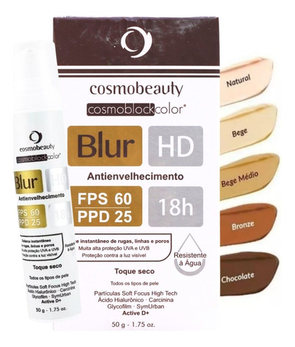 Cosmobeauty Protetor Solar 18h Blur Hd Fps 60 Ppd 25 50g