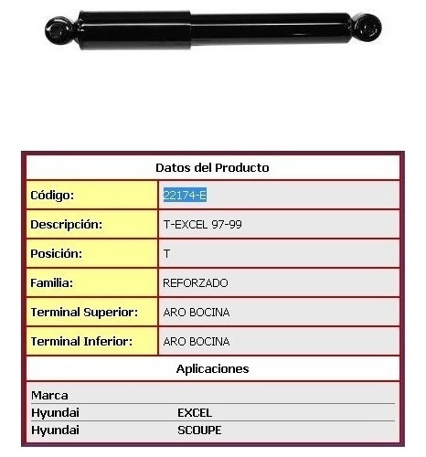 Amortiguador Trasero Scoupe 1991-1999 Foto 2