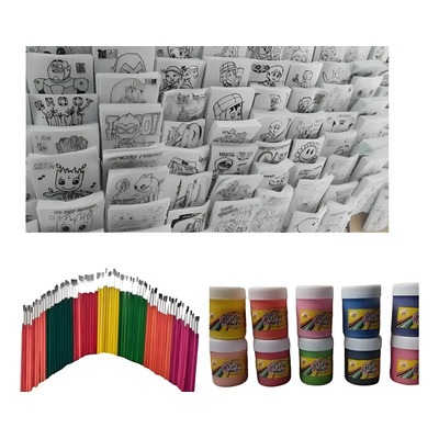 100 Pellon Para Colorear Oficio+30 Pinturas+72 Pinceles.  | Envío gratis