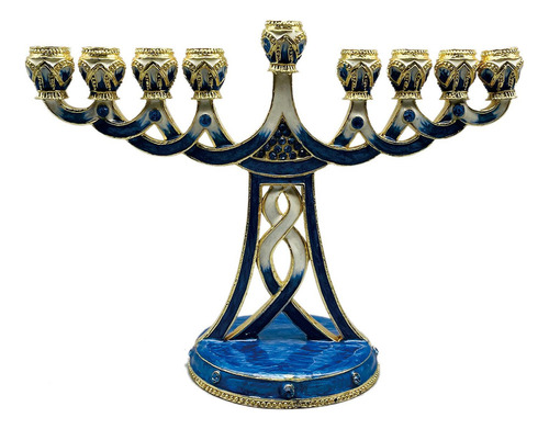 Hanukkah Esmalte Menorah Mesa Estilo Europeo Velas Soporte