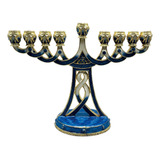 Hanukkah Esmalte Menorah Mesa Estilo Europeo Velas Soporte