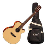 Guitarra Criolla Clásica Cort Cec3 Ns Slim Corte Eq + Funda