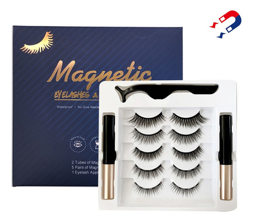 3d Magnético Pestañas Postizas & Delineador De Ojos Kit Y