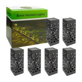 Pack 6 Estacas Solares Tallado Luz Calida - Impermeable Exte