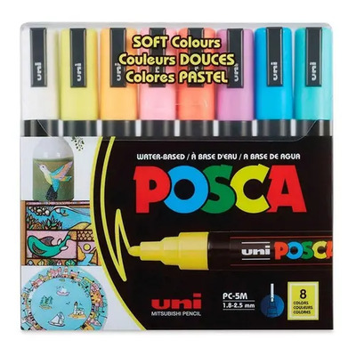 Marcador Acrílico Uni-ball Posca 5M 8 Colores Pastel Tinta Base Agua | Meses sin interés