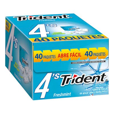 Chicles Trident 4's Freshmint 40 Piezas | MercadoLibre