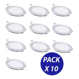 Pack 10 Focos Panel Plafon Led Embutido Redondo 12w