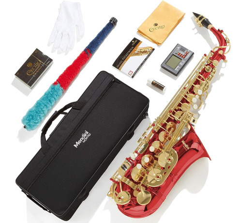 Kit De Saxofón Mendini By Cecilio 92d, Con Bolso, Color Rojo