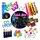 Kit Festa Neon Adereço Brilha Luz Negra 71 Item + Maquiagem