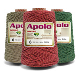 Barbante Apolo Brilho Ouro 400g N°6 Kit 3 Unidades