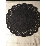 Individual Tejido Crochet Gris Oscuro