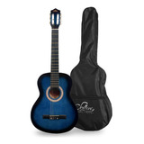 Guitarra Sevillana Azul-negro 30  Para Niños Con Funda