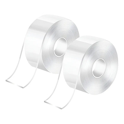 YUUTY 10M Cinta Nano Adhesiva De Doble Cara Lavable, Reutilizable 5mts + 5mts, Amplio 3cm Espesar 2mm, Lavable A Prueba De Agua, Trasparente | MercadoLibre