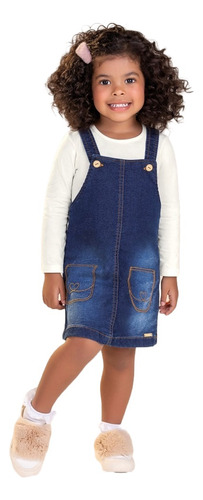 Vestido Jeans Com Blusa Infantil Colorittá