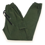 Pantalón Jogger Cargo Negro Bengalina Elastizada