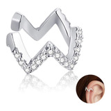 Arete Aro Para Mujer Earcuffs Zig Zag En Plata 925