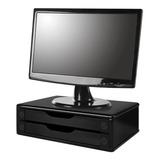 Suporte De Mesa Para Monitor Em Mdf 2 Gavetas Preto Souza