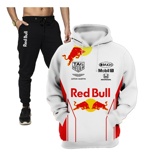 Conjunto Moletom Red Bull Motoqueiro Casaco De Frio E Calça