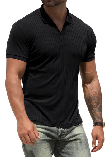 Playera Polo Casual Hombre Manga Corta Slim Fit Cuelle V