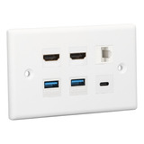 Placa De Pared De 6 Puertos, Interfaz Multimedia 2xhd, 2xusb