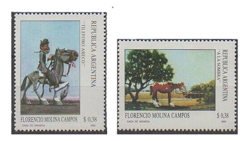 1992 Pintura Molina Campos Argentina (sellos) Gj 2604/05mint