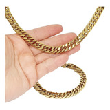 Cordão Elo 9mm 70cm Banhado Ouro Elo Grumet ,brinde Pulseira