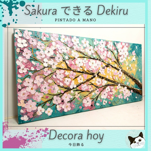 Cuadros Pintados A Mano Texturados Cerezo Arboles Sakura 