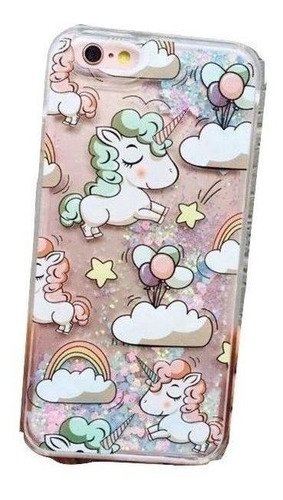 Funda Para iPhone Unicornio Nube Arcoiris Mujer Niño Glitter
