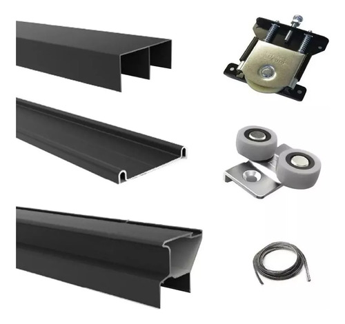 Kit Frente Integral Placard 2 Mts Smart Aluminio Negro *