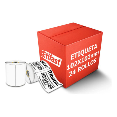 24 Rollos Etiqueta Térmica Directa 4x4 Pulgadas (102x102 mm) 500 Unidades Cada Uno C1\